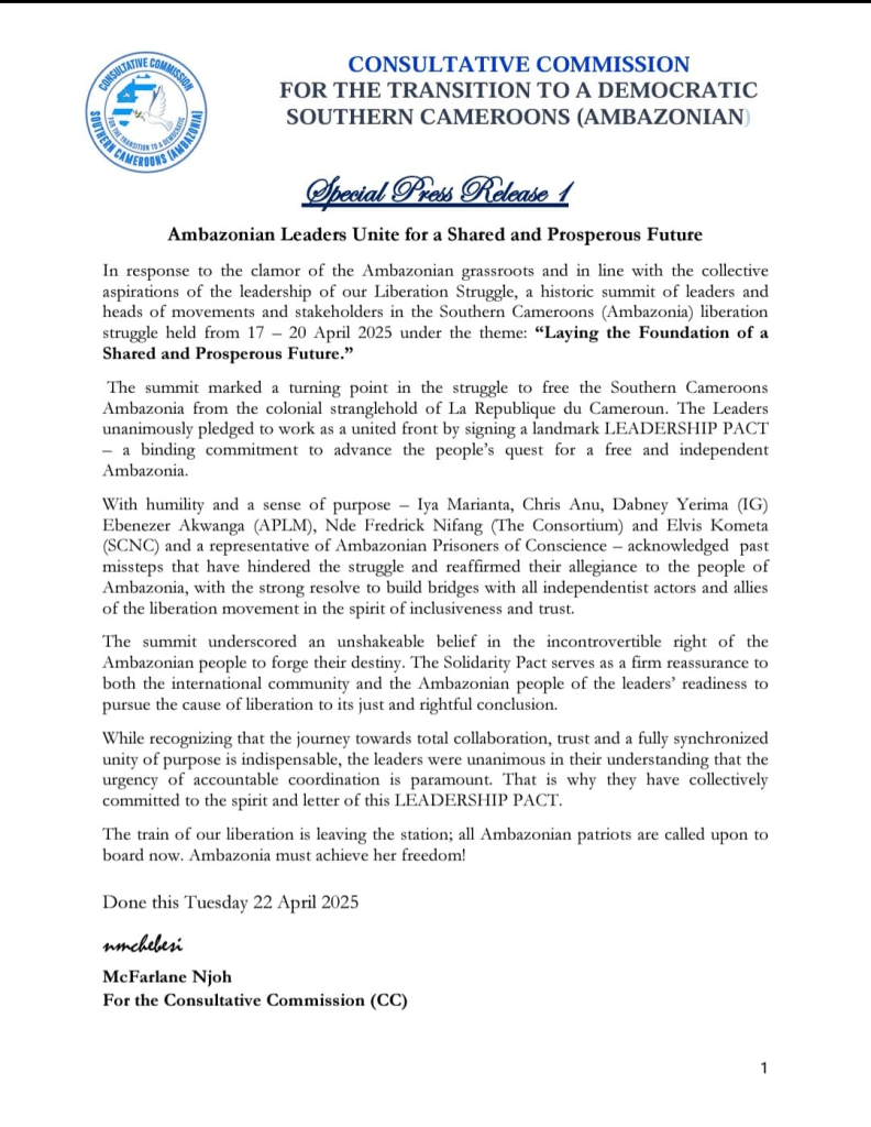 The Consultative Commission Press release.